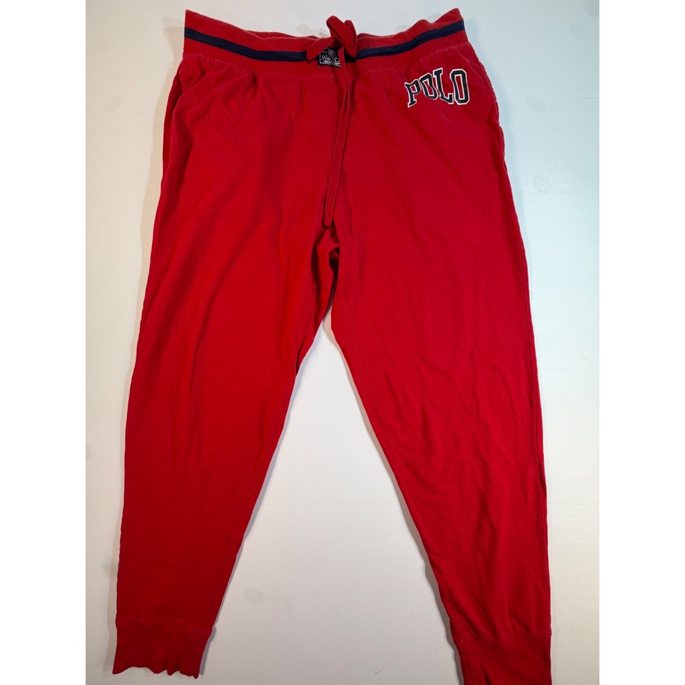 Polo Ralph Lauren Mens Red Sleepwear Jogger Pants Large Logo Lounge Pajamas L